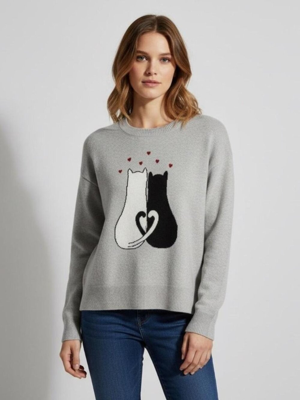 Anthropologie Calligraphie Cat Love Sweater